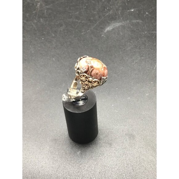 Vintage Unca Leopard Jasper Ring Sterling Silver Adjustable Size Stone Ring - Picture 2 of 8